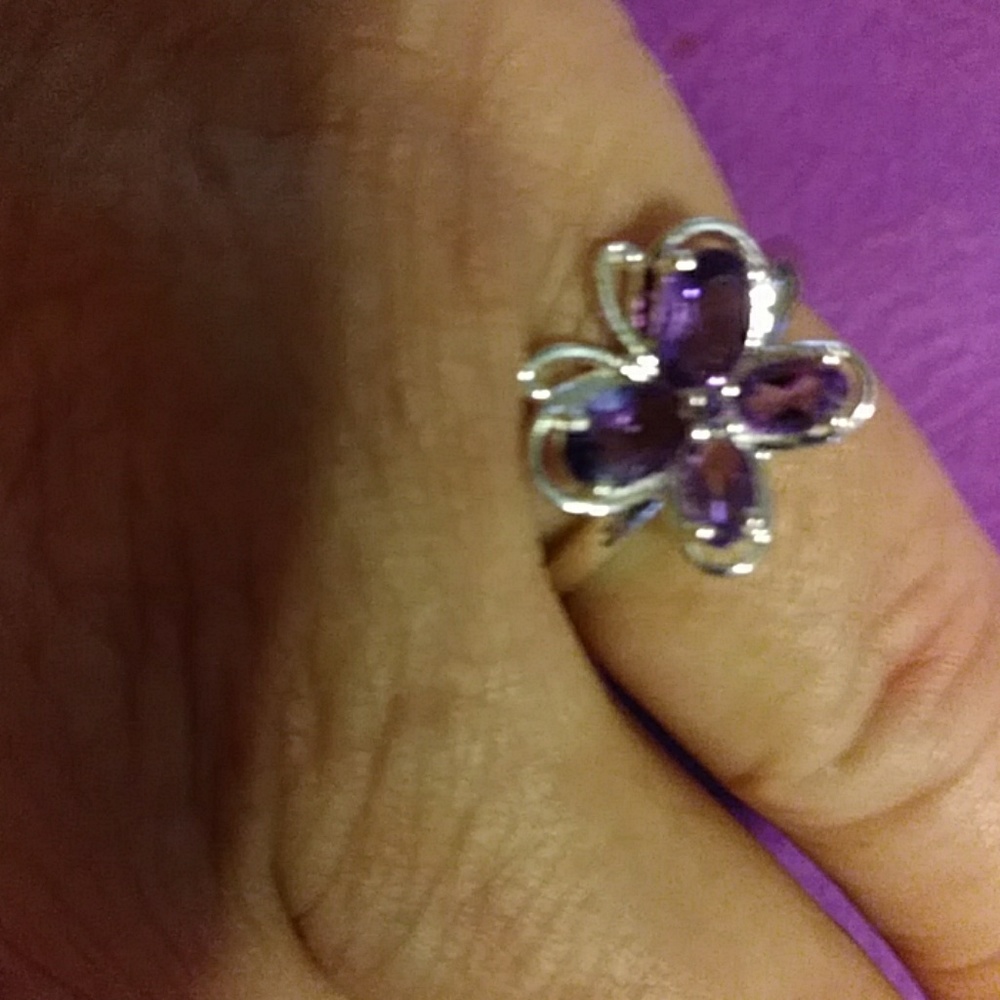AMETHYST *BUTTERFLY* STERLING RING. SIZE-7